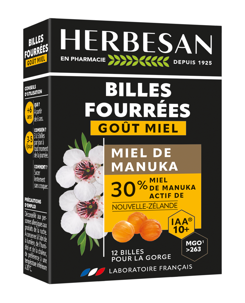 BILLES FOURREES MIEL DE MANUKA IAA10+